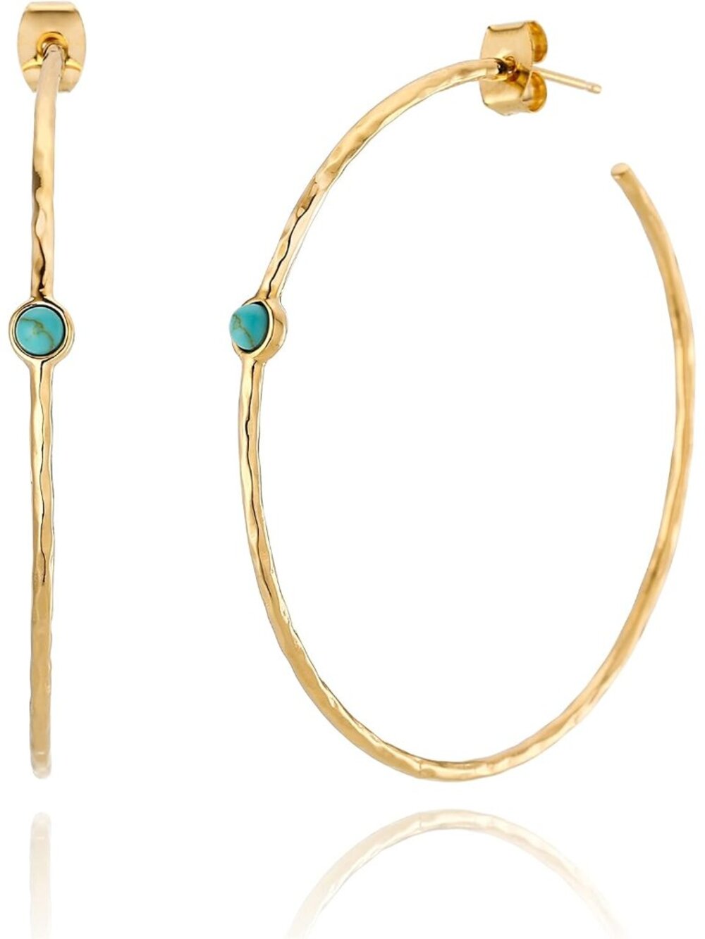 14K Gold-Plated Dainty Turquoise Hoop Earrings